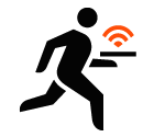 Vector icon of waiter running with Wi-Fi signal sign on platter