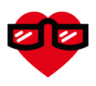 Vector icon of heart in glasses