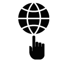 Vector icon of globe balancing on index finger