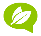 Vector icon of speech balloon with two leaves inside