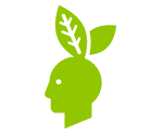 Vector icon of male profile with rabbit ears in form of sprouts