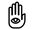 Vector icon of stop hand with eye inside