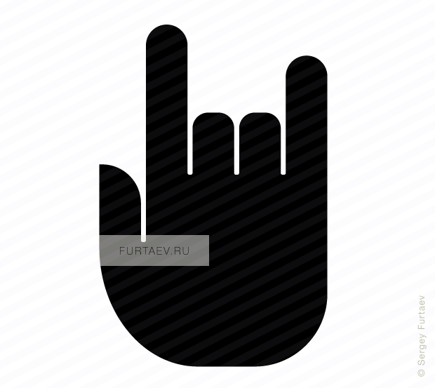 Vector icon of hand with raised index and little fingers