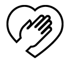 Vector icon of heart under human hand