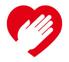 Vector icon of heart under human hand