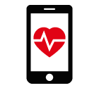 Vector icon of smartphone with heartbeat on screen