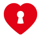 Vector icon of heart with keyhole