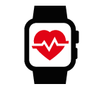 Vector icon of smart watch with heart beat on screen