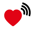 Vector icon of wireless signal going from heart