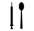 Vector icon of syringe and spoon