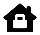 Vector icon of closed padlock over house