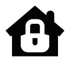 Vector icon of closed padlock over house