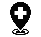 Vector icon of cross on map marker