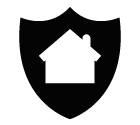 Vector icon of house on shield