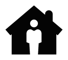 Vector icon of person in house