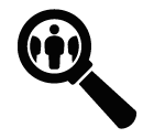 Vector icon of persons under magnifying glass