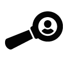 Vector icon of person under magnifying glass