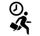 Vector icon of running man with briefcase in his hand under clock