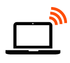 Vector icon of wireless signal going from notebook