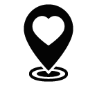 Vector icon of heart on map marker