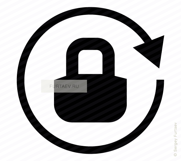 Vector icon of padlock inside refresh arrow