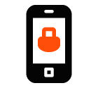 Vector icon of mobile phone with padlock on screen