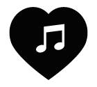 Vector icon of heart with musical note inside