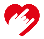 Vector icon of hand with horns gesture against heart