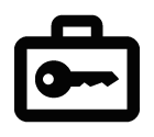 Vector icon of key over suitcase