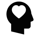 Vector icon of male profile with heart inside head