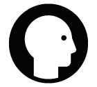Vector icon of male profile against circle