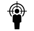 Vector icon of male person standing under crosshair