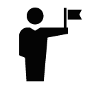 Vector icon of male person holding small flag in his hand