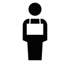 Vector icon of male person standing with label on his chest