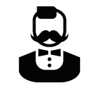 Vector icon of stylish male person with moustache and bow tie