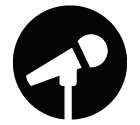 Vector icon of microphone on stand against circle