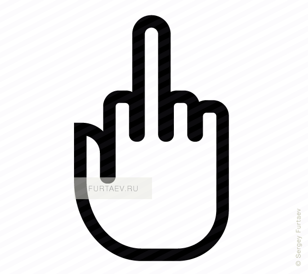Vector icon of hand with raised middle finger
