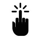 Vector icon of hand with raised middle finger and motion lines around it
