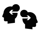 Vector icon of arrow between two female profiles