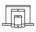 Vector icon of mobile phone, tablet computer and laptop