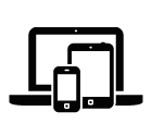 Vector icon of mobile phone, tablet computer and laptop
