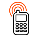 Vector icon of wireless signal going from cell phone with antenna