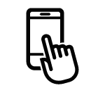 Vector icon of vertically situated smartphone under index finger