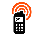 Vector icon of wireless signal going from cell phone with antenna