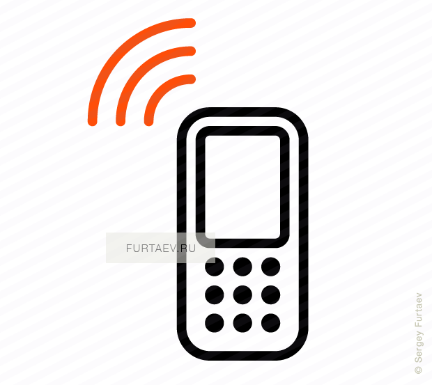 Vector icon of wireless signal going from cell phone