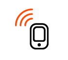 Vector icon of wireless signal going from cell phone