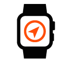 Vector icon of smart watch with compass arrow on screen