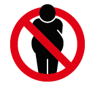 Vector icon of prohibitory sign with overweight person inside