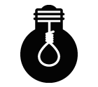 Vector icon of light bulb with hanging noose inside