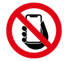 Vector icon of prohibitory sign with mobile phone inside